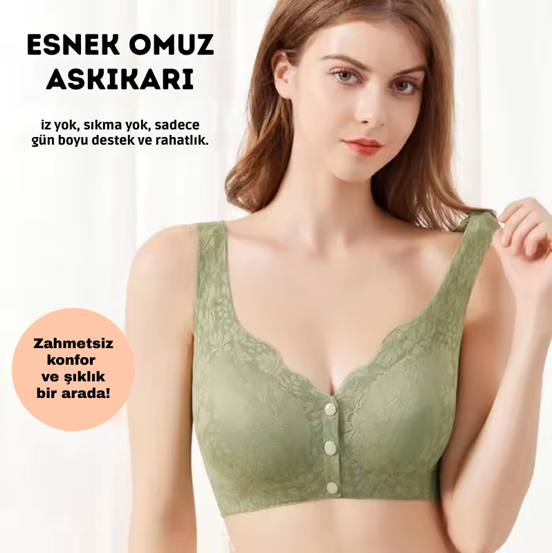FumoLine™ Düğmeli Rahat Dantel Sütyen