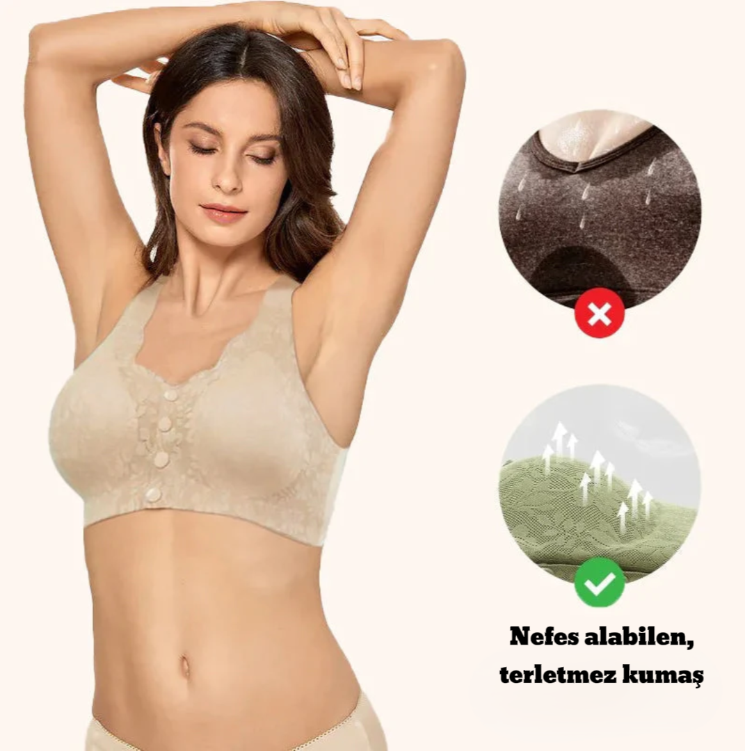 FumoLine™ Düğmeli Rahat Dantel Sütyen