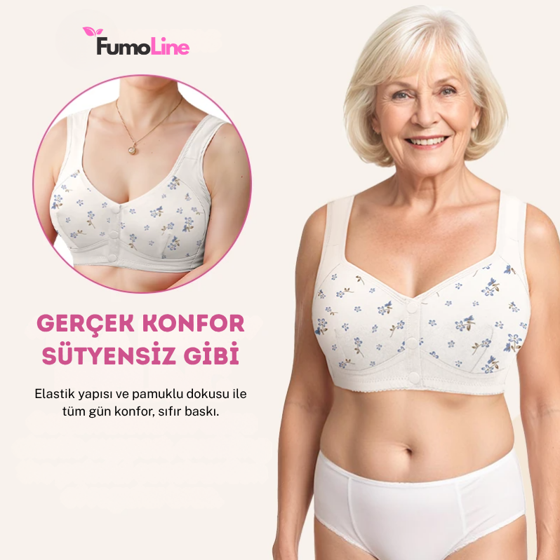FumoLine™ Rahat ve Destekleyici Düğmeli Papatya Sütyen